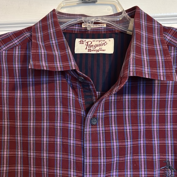 Original Penguin men’s red long sleeve button down shirt size large - Picture 2 of 8